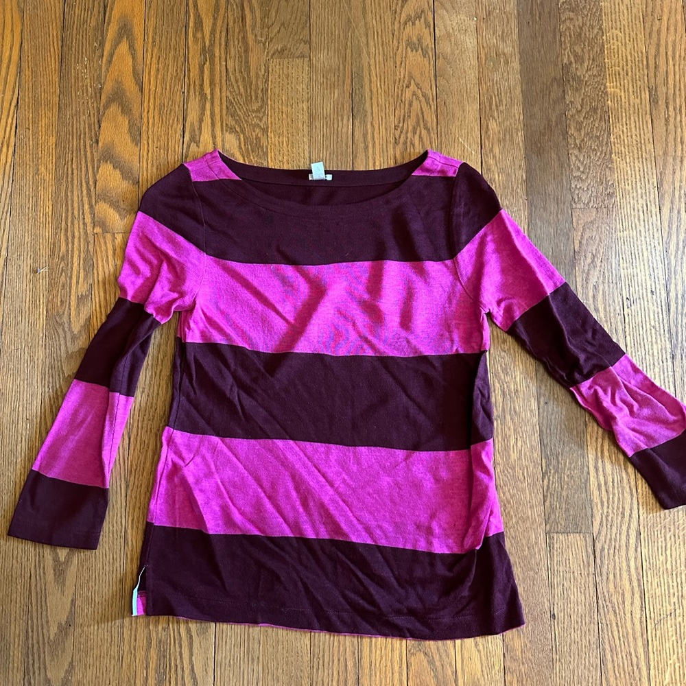 Pink and Purple Striped Long Sleeve Top
